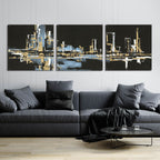 Urban Gold VI by Chris Paschke - 108x36 acrylic wall art in a room