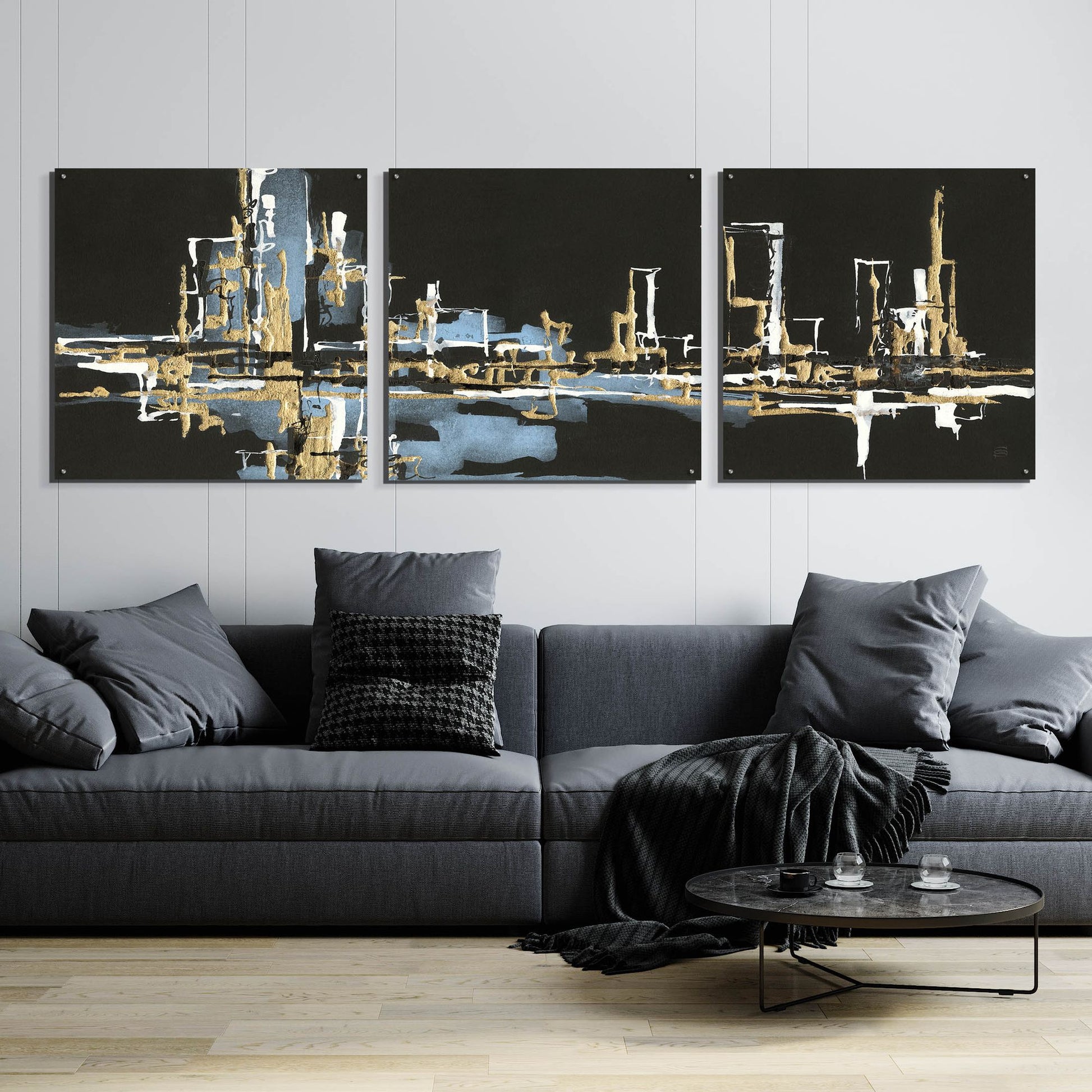 Epic Art 'Urban Gold VI' by Chris Paschke, 3 Piece Set,108x36