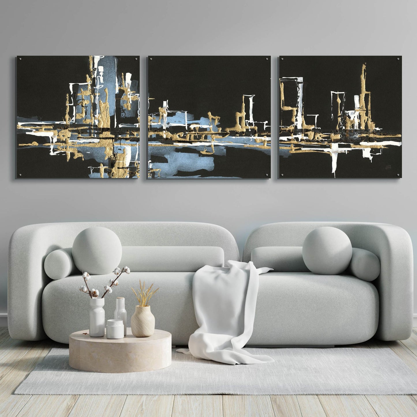 Epic Art 'Urban Gold VI' by Chris Paschke, 3 Piece Set,108x36