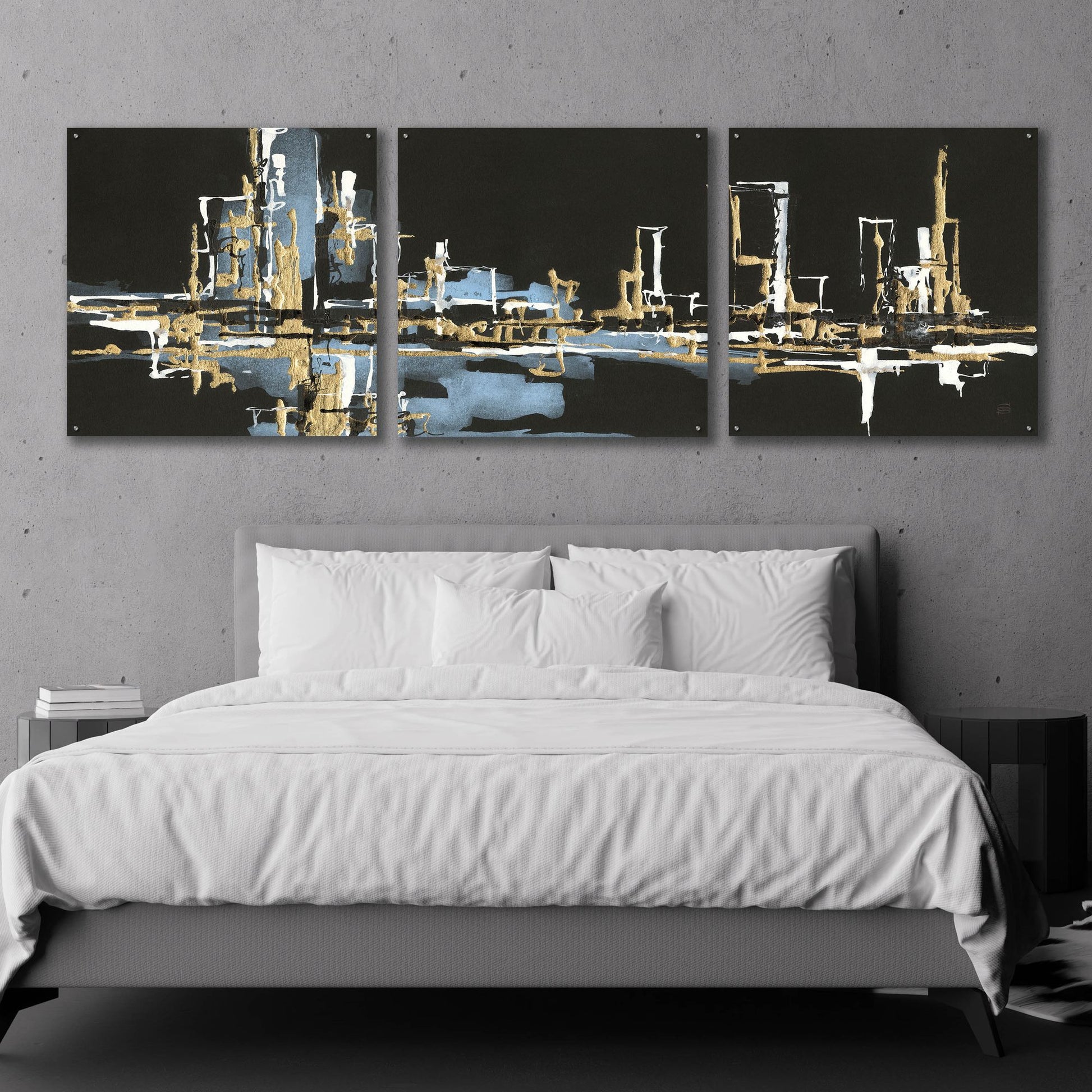 Epic Art 'Urban Gold VI' by Chris Paschke, 3 Piece Set,108x36