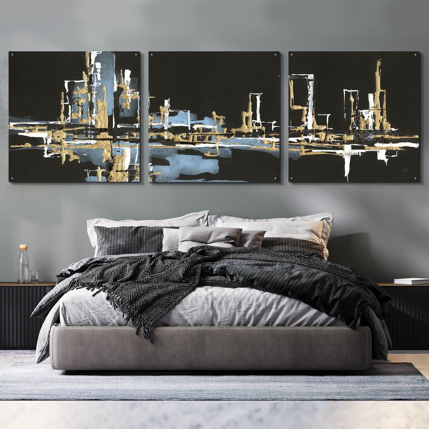 Epic Art 'Urban Gold VI' by Chris Paschke, 3 Piece Set,108x36