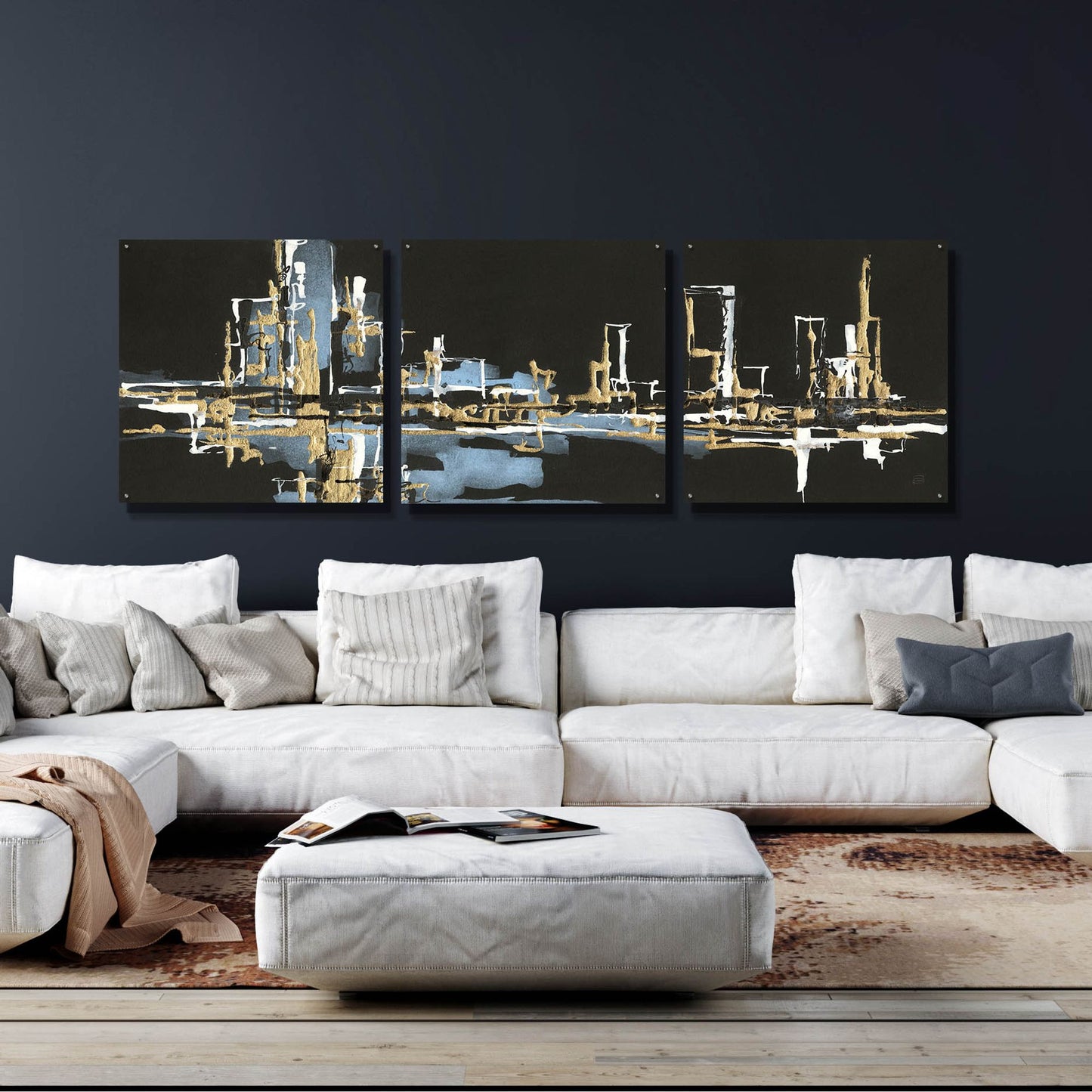 Epic Art 'Urban Gold VI' by Chris Paschke, 3 Piece Set,108x36