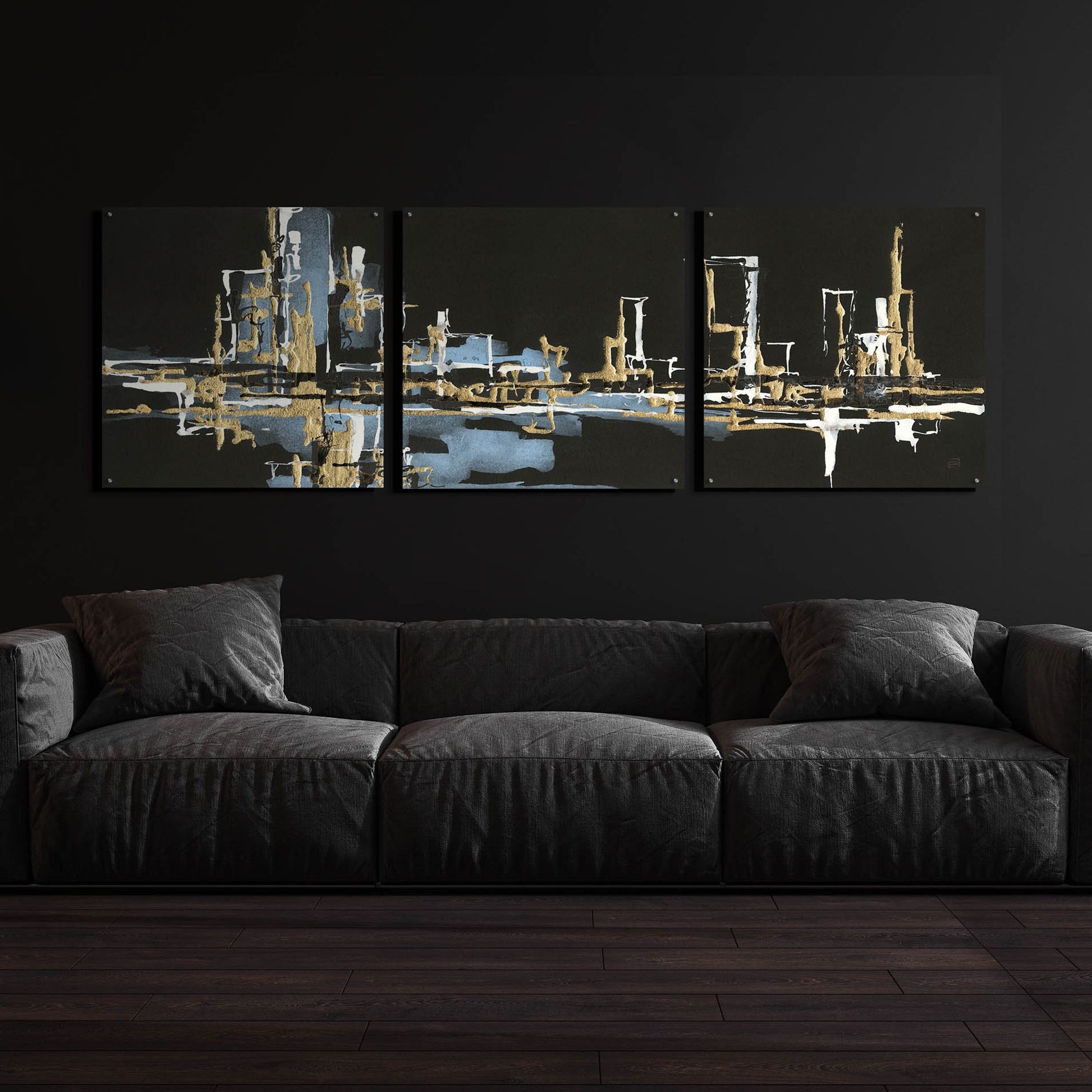 Epic Art 'Urban Gold VI' by Chris Paschke, 3 Piece Set,108x36