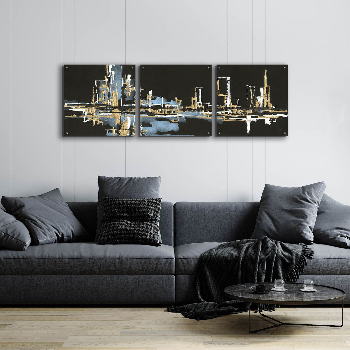 Urban Gold VI by Chris Paschke - 72x24 acrylic wall art in a room