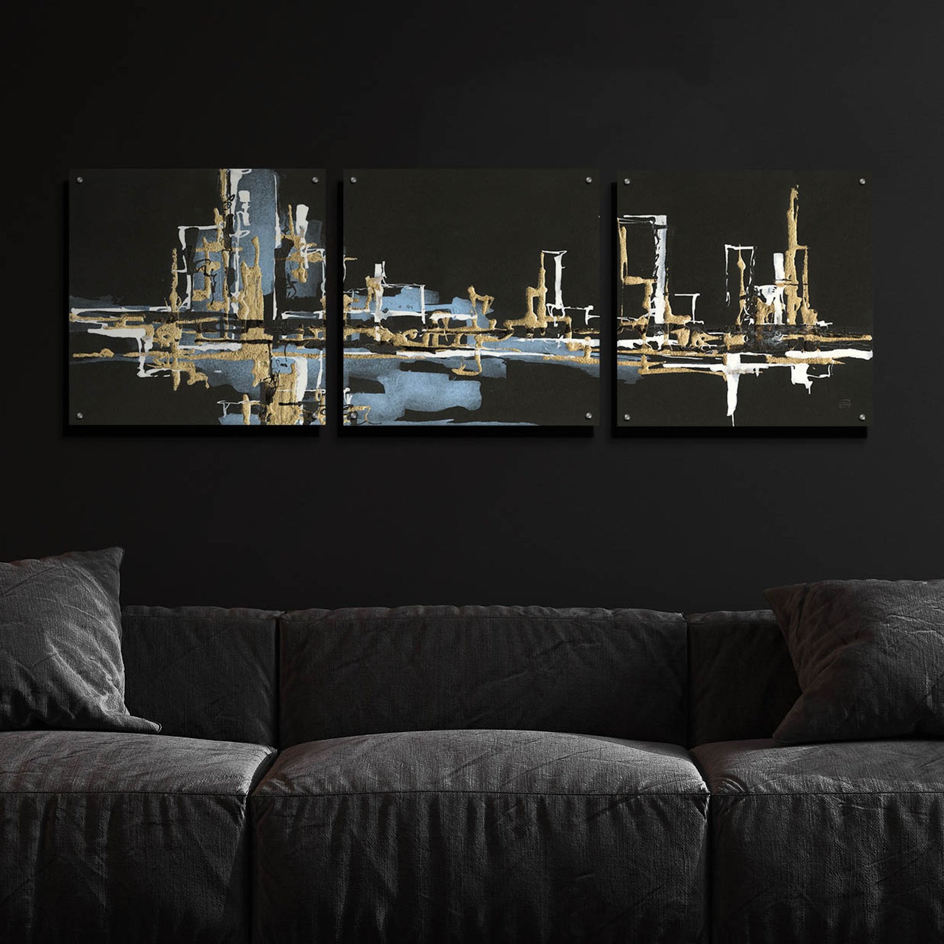 Epic Art 'Urban Gold VI' by Chris Paschke, 3 Piece Set,72x24