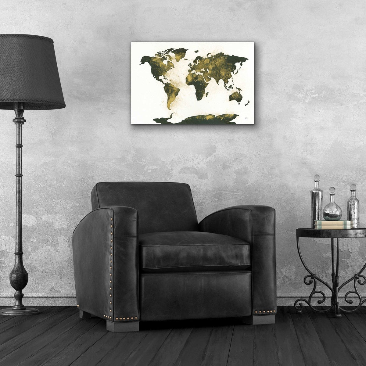 World Map Gold Dust by Chris Paschke - 24x16 acrylic wall art in a room