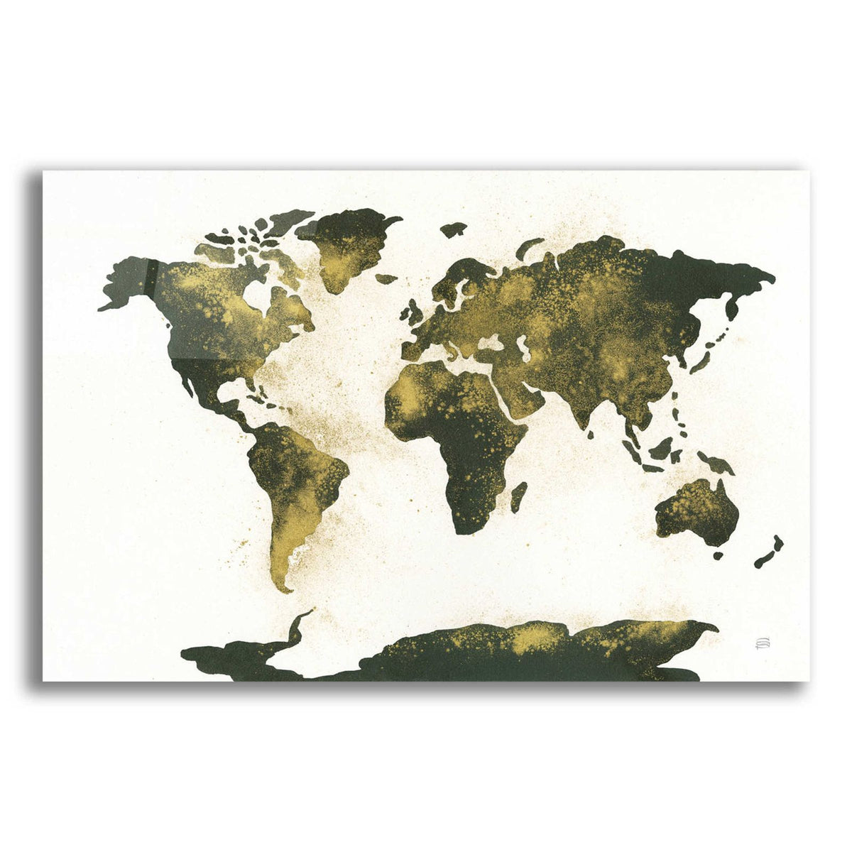 World Map Gold Dust by Chris Paschke acrylic glass wall art