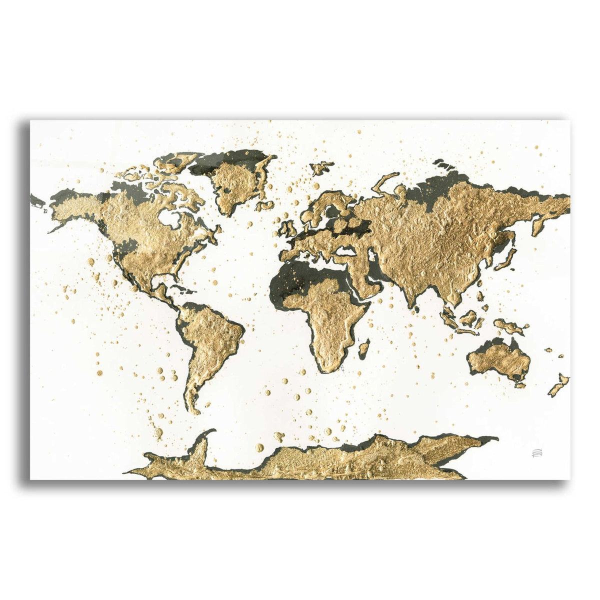 World Map Gold Leaf by Chris Paschke acrylic glass wall art
