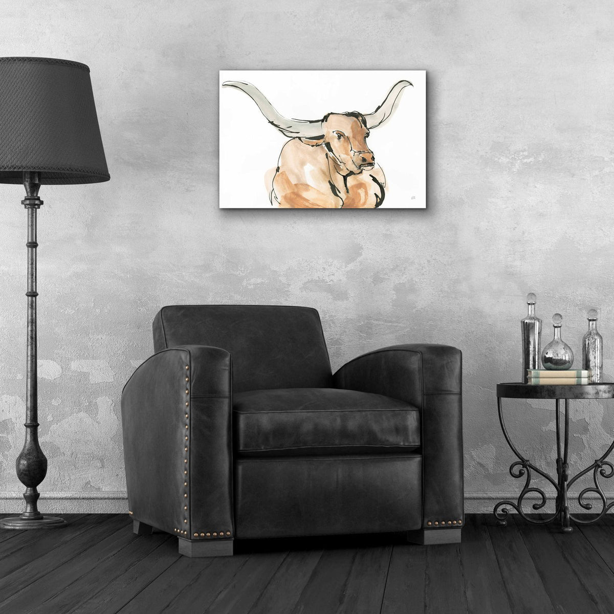 Longhorn I by Chris Paschke - 24x16 acrylic wall art in a room