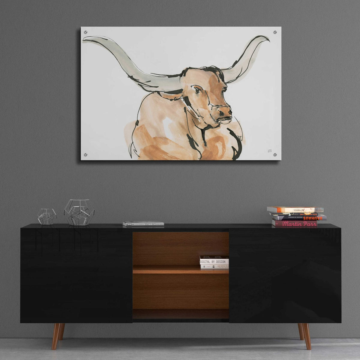Longhorn I by Chris Paschke - 36x24 acrylic wall art in a room