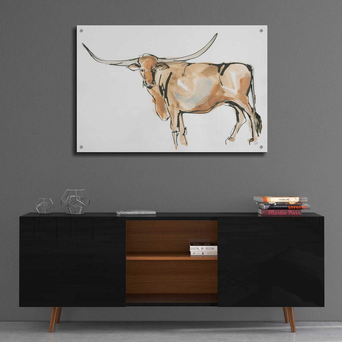 Longhorn II by Chris Paschke - 36x24 acrylic wall art in a room