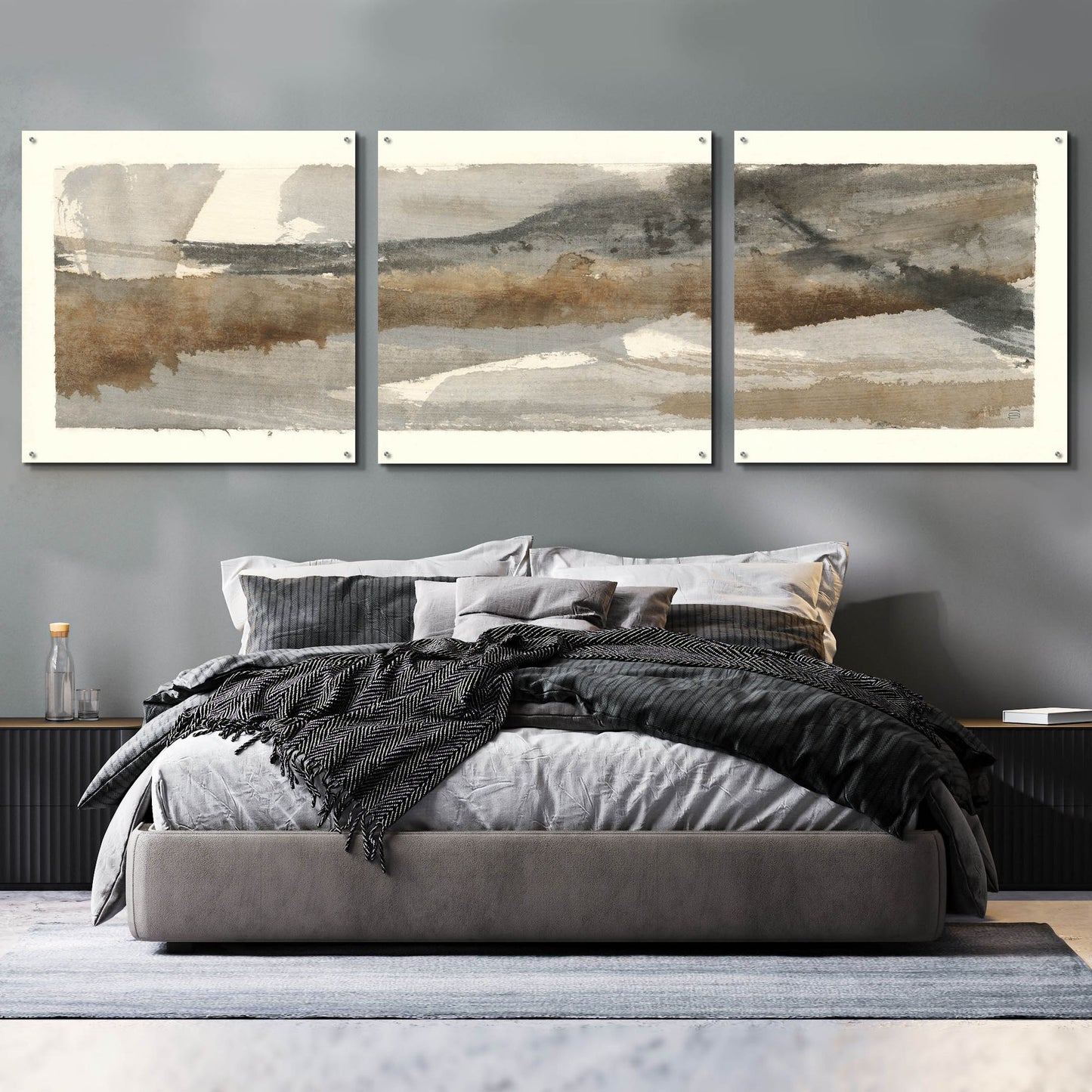 Epic Art 'Brushscape I' by Chris Paschke, Acrylic Glass Wall Art, 3 Piece Set,108x36