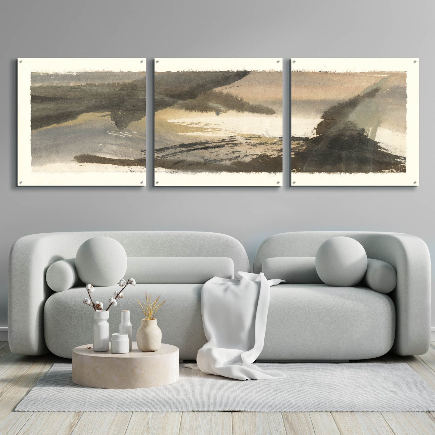 Epic Art 'Brushscape III' by Chris Paschke, Acrylic Glass Wall Art, 3 Piece Set,108x36