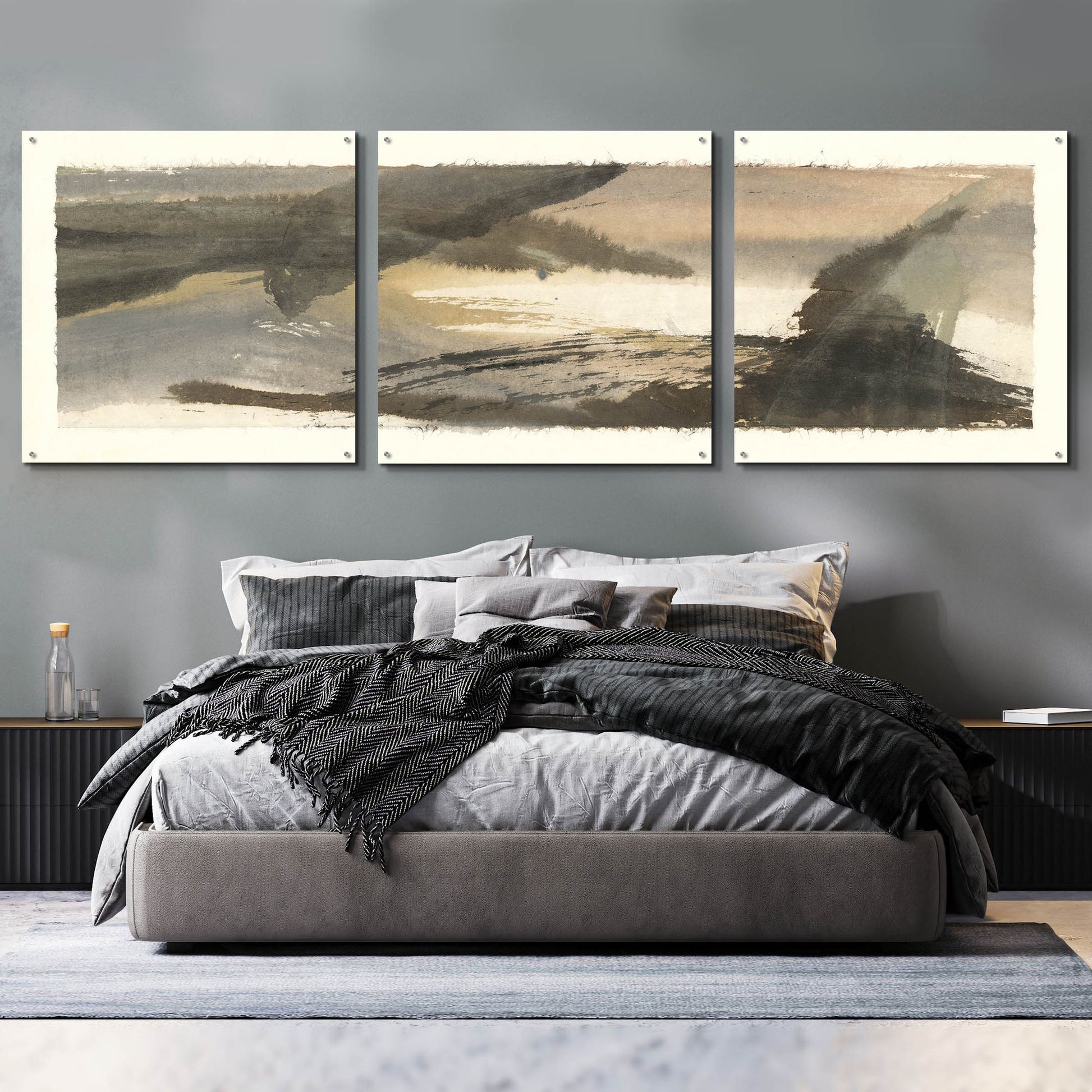 Epic Art 'Brushscape III' by Chris Paschke, Acrylic Glass Wall Art, 3 Piece Set,108x36