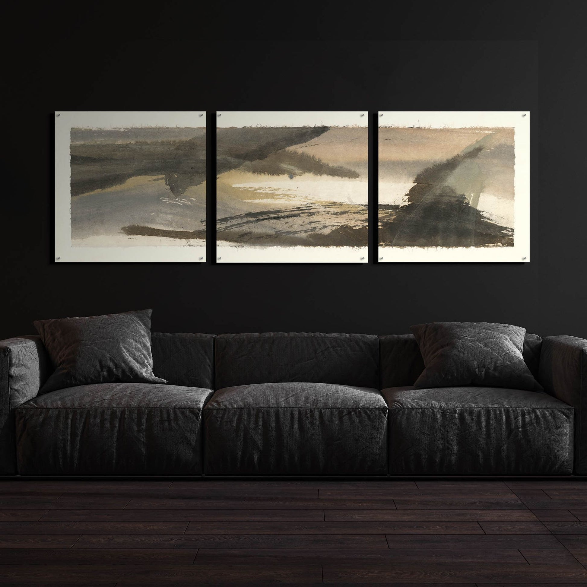 Epic Art 'Brushscape III' by Chris Paschke, Acrylic Glass Wall Art, 3 Piece Set,108x36