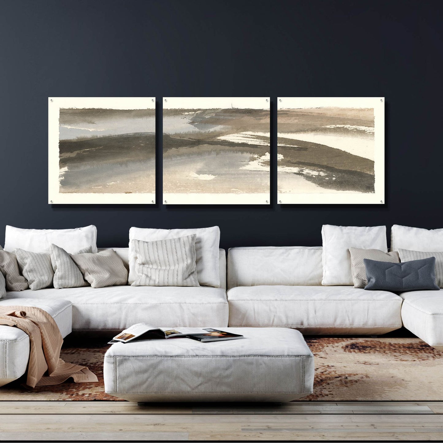 Epic Art 'Brushscape VI' by Chris Paschke, Acrylic Glass Wall Art, 3 Piece Set,108x36