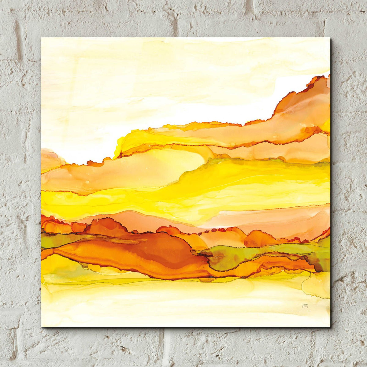 Yellowscape I by Chris Paschke - 12x12 acrylic wall art in a room