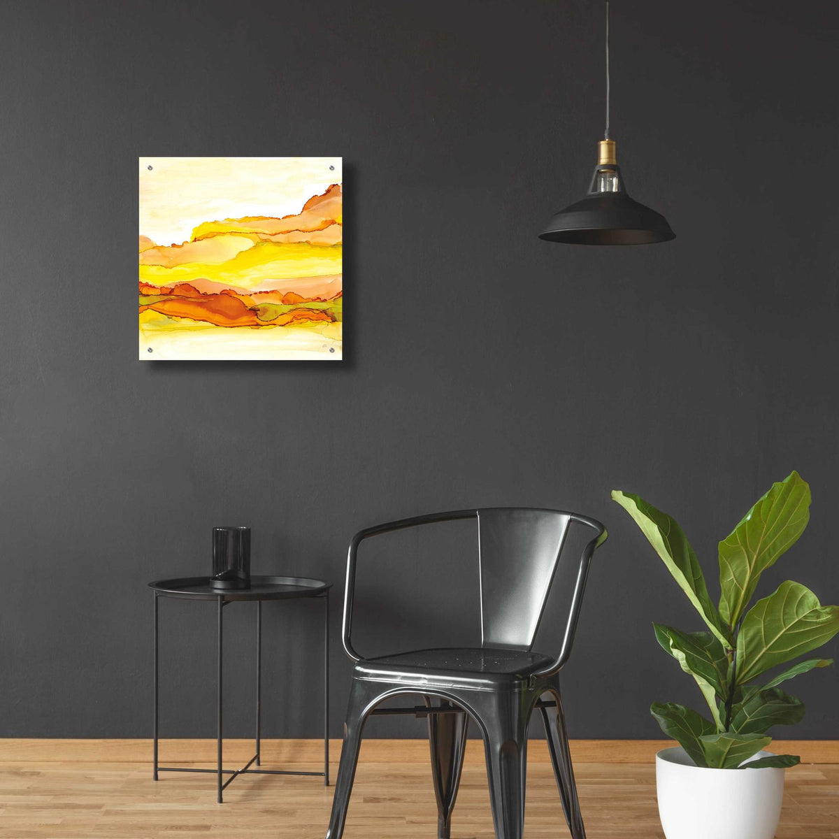 Yellowscape I by Chris Paschke - 24x24 acrylic wall art in a room