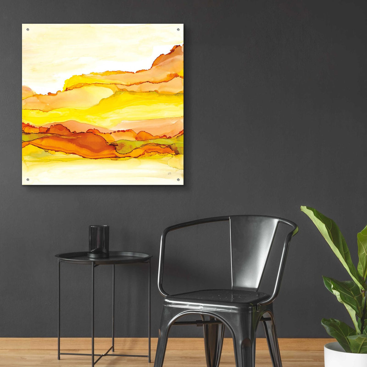 Yellowscape I by Chris Paschke - 36x36 acrylic wall art in a room