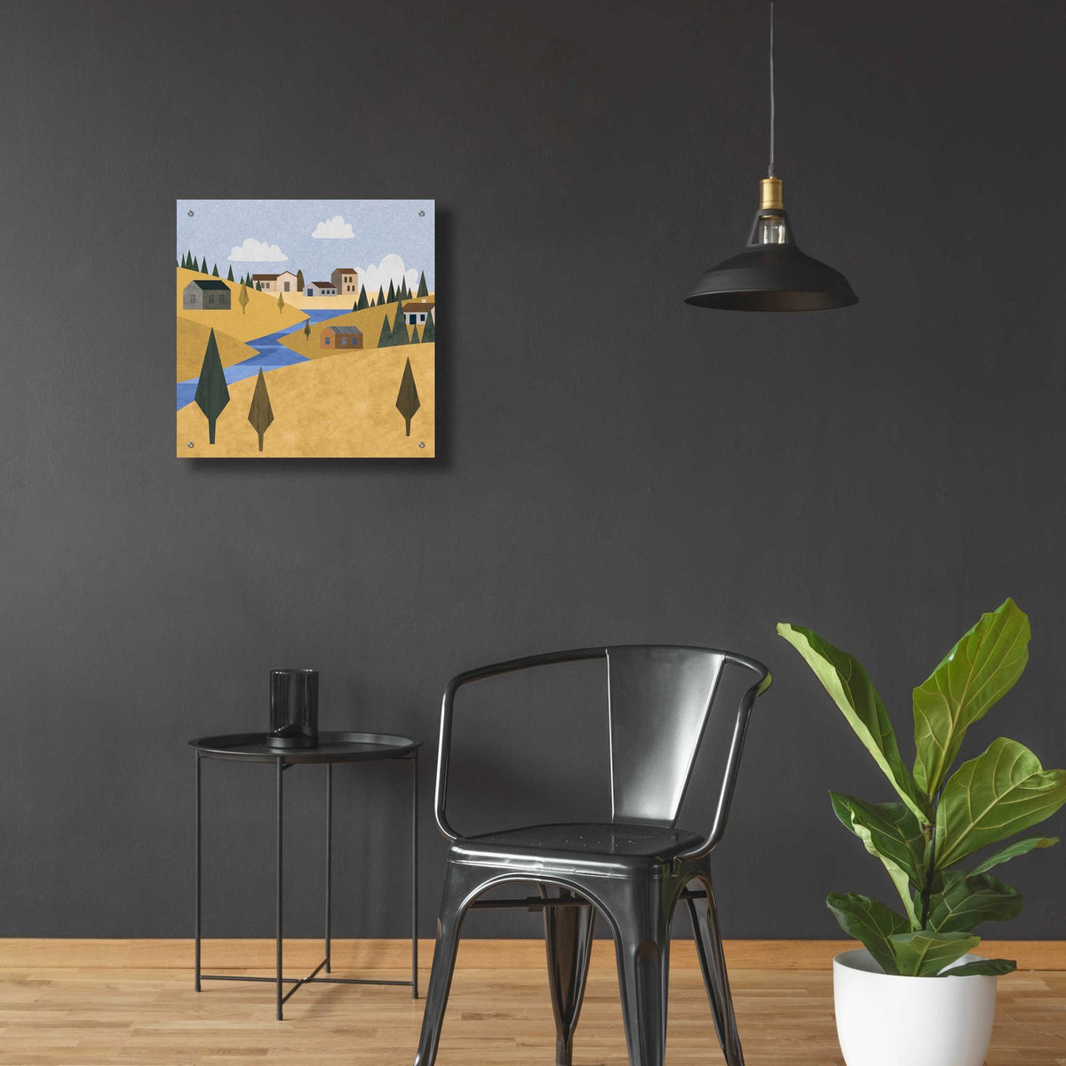 River Valley Village by Andrea Haase - 24x24 acrylic wall art in a room