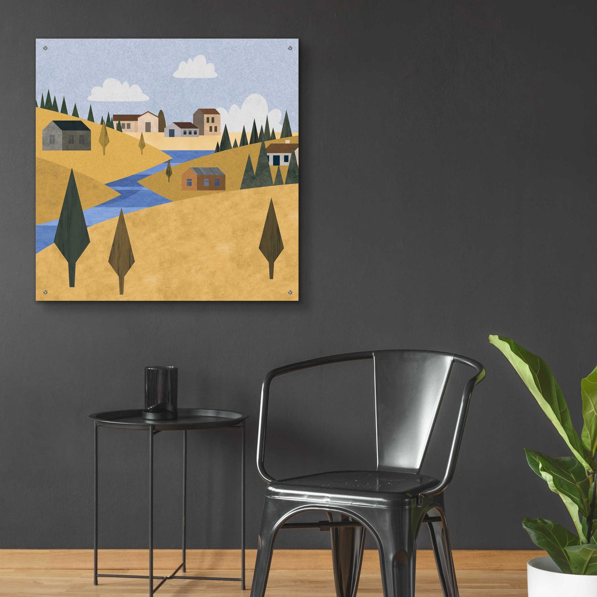 River Valley Village by Andrea Haase - 36x36 acrylic wall art in a room