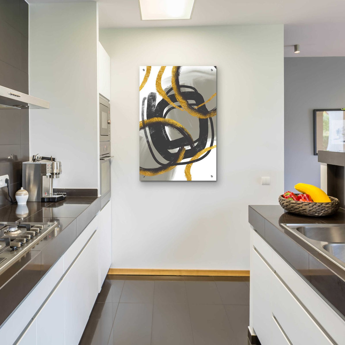 Gold Meets Neutrals Iv by Andrea Haase - 24x36 acrylic wall art in a room