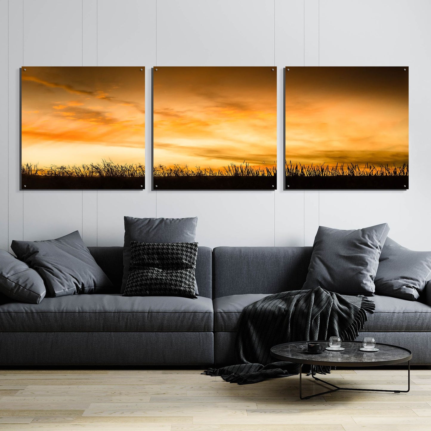 Epic Art 'Pastoral Sunrise' by Don Schwartz, Acrylic Glass Wall Art, 3 Piece Set,108x36