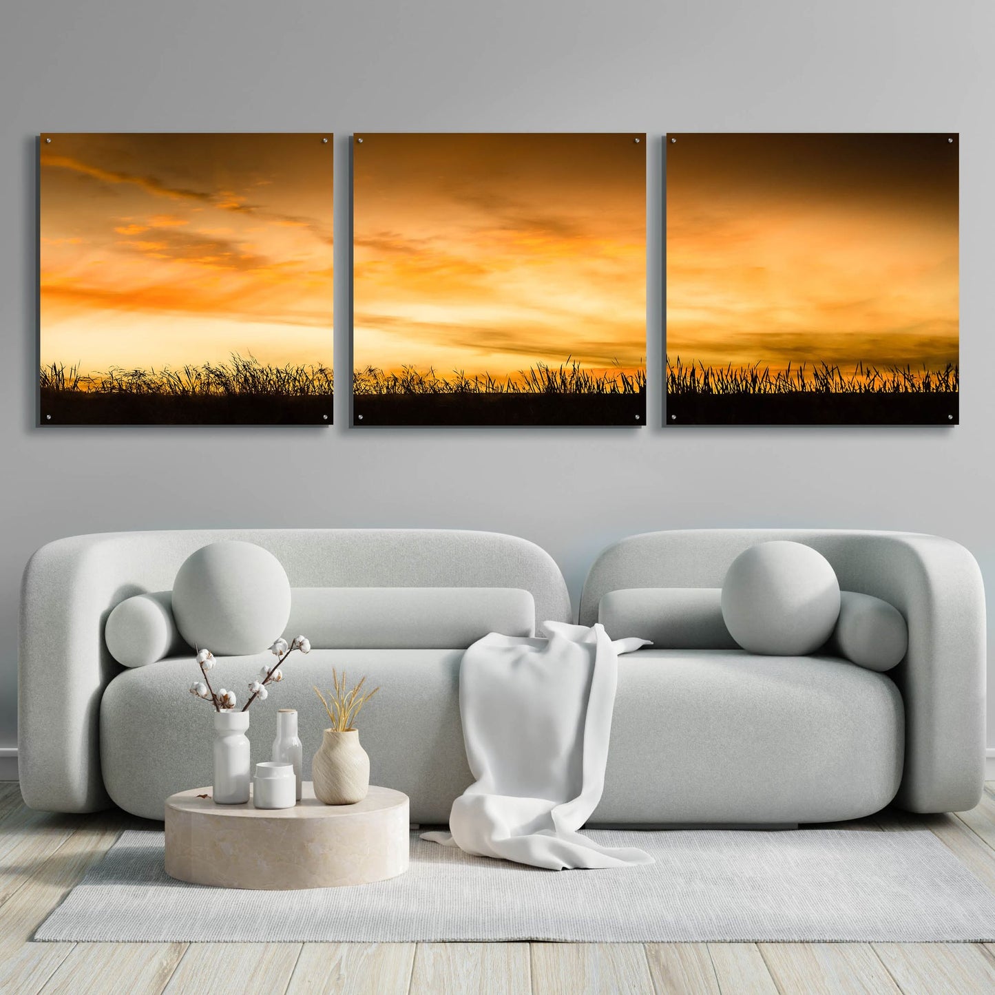 Epic Art 'Pastoral Sunrise' by Don Schwartz, Acrylic Glass Wall Art, 3 Piece Set,108x36