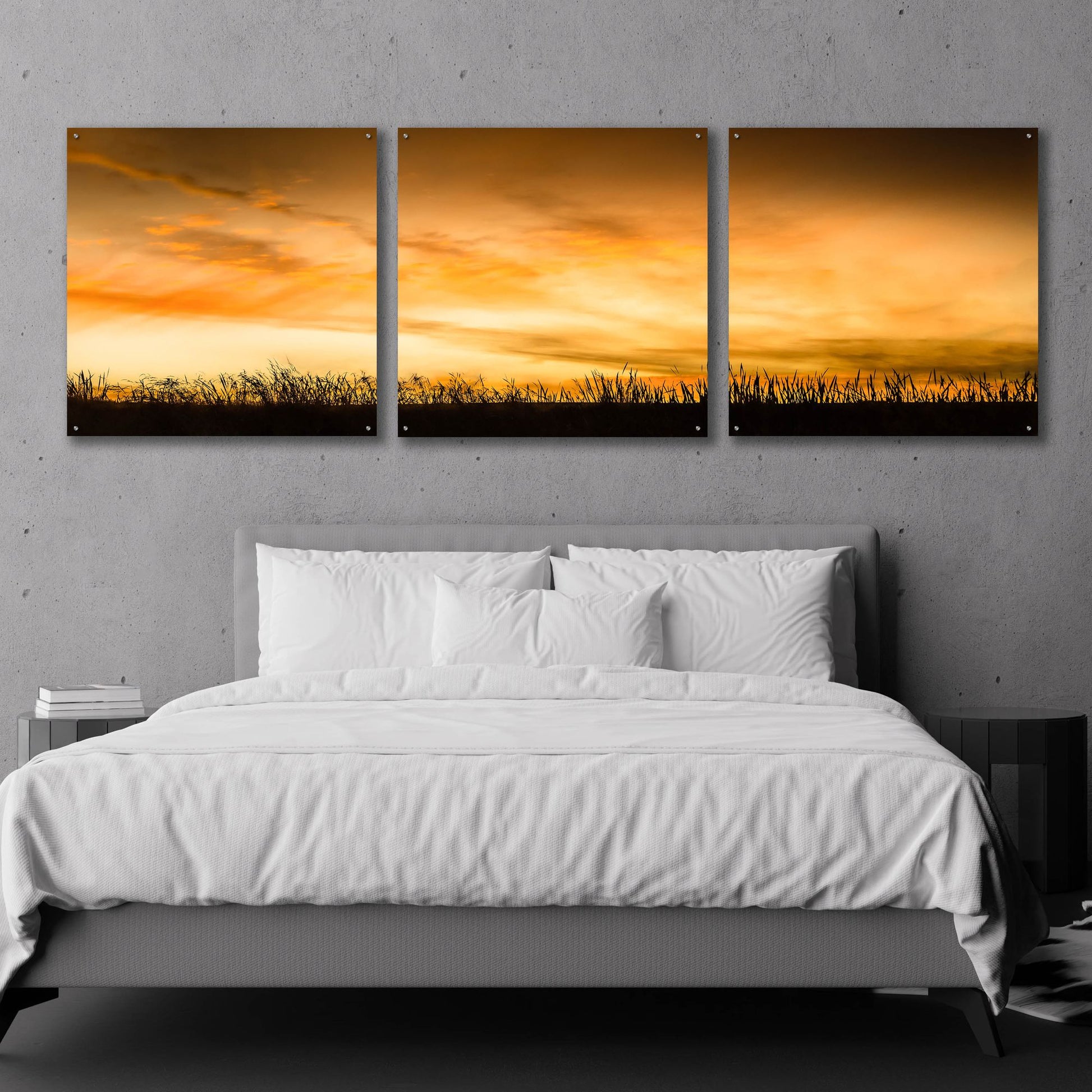 Epic Art 'Pastoral Sunrise' by Don Schwartz, Acrylic Glass Wall Art, 3 Piece Set,108x36