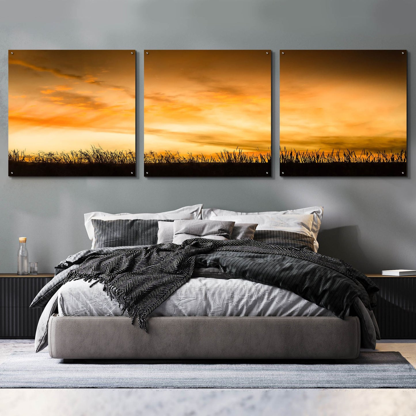 Epic Art 'Pastoral Sunrise' by Don Schwartz, Acrylic Glass Wall Art, 3 Piece Set,108x36