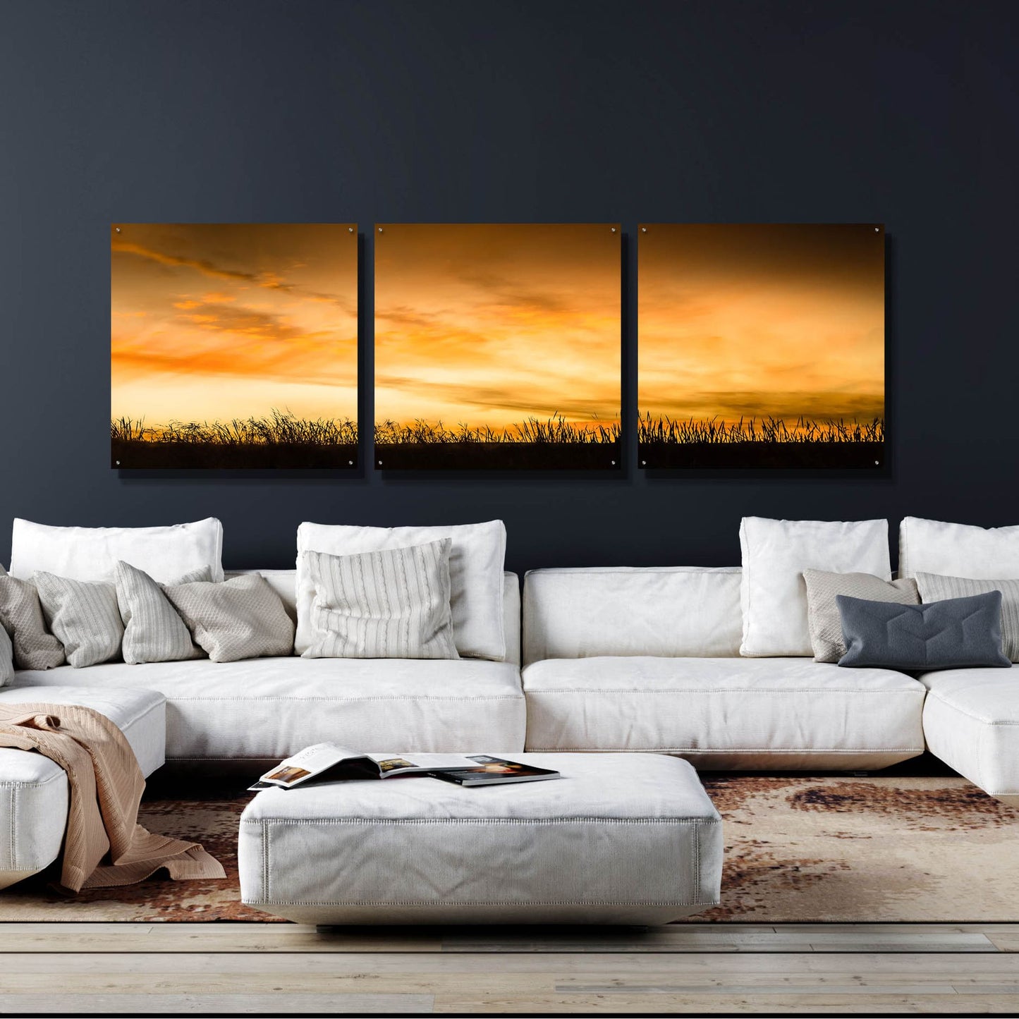 Epic Art 'Pastoral Sunrise' by Don Schwartz, Acrylic Glass Wall Art, 3 Piece Set,108x36