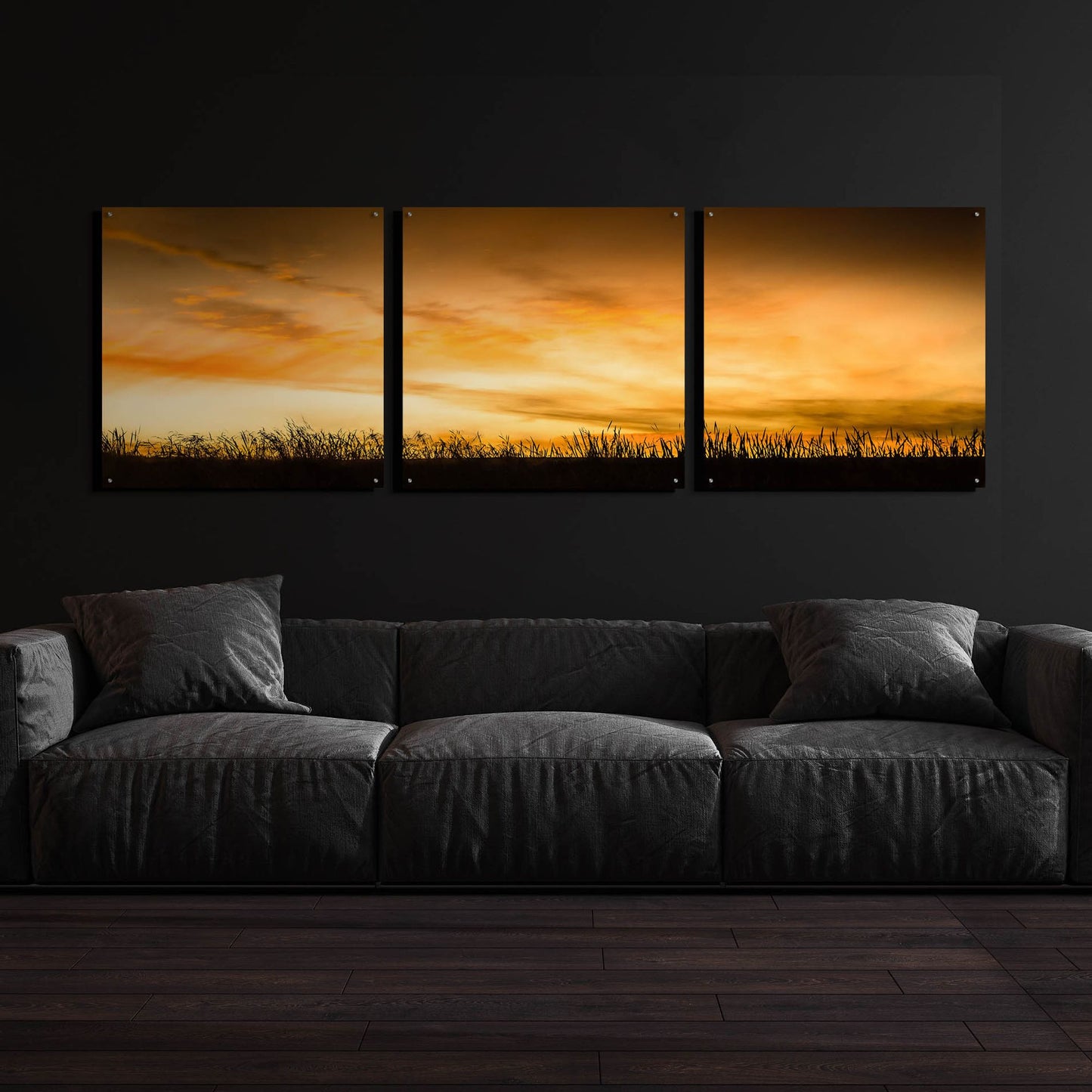 Epic Art 'Pastoral Sunrise' by Don Schwartz, Acrylic Glass Wall Art, 3 Piece Set,108x36