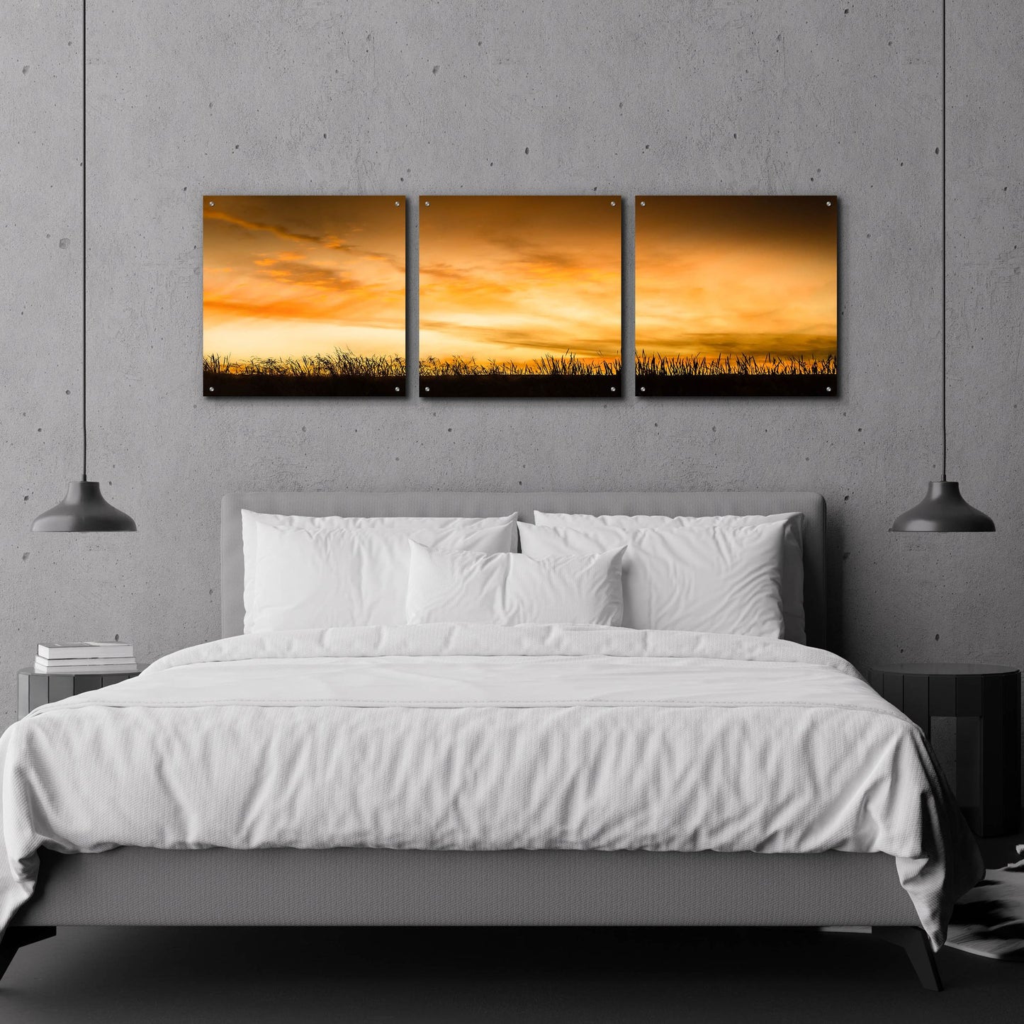 Epic Art 'Pastoral Sunrise' by Don Schwartz, Acrylic Glass Wall Art, 3 Piece Set,72x24