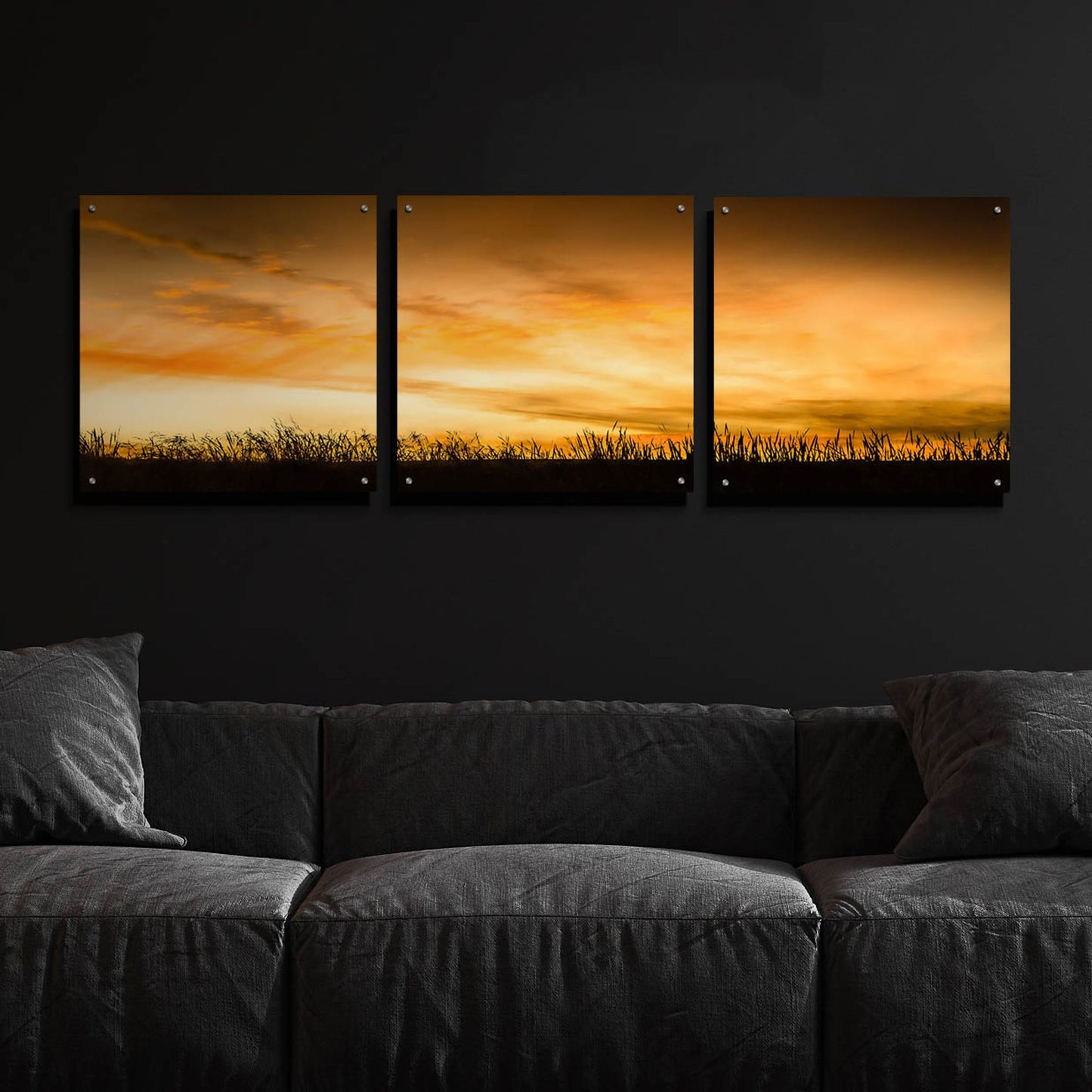 Epic Art 'Pastoral Sunrise' by Don Schwartz, Acrylic Glass Wall Art, 3 Piece Set,72x24