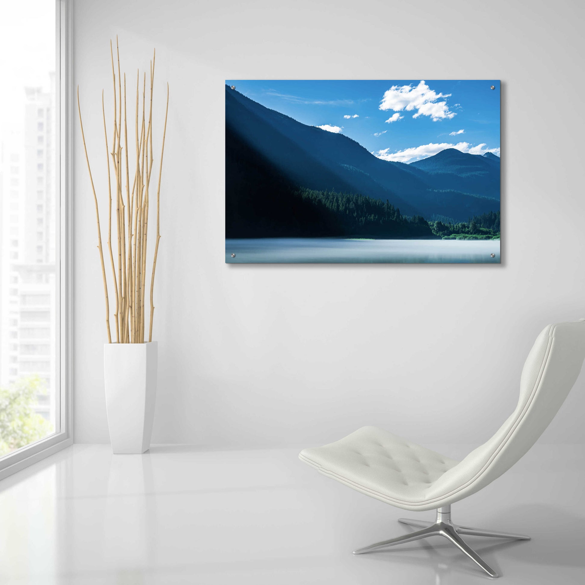 Epic Art 'Morning Rays Streak Across The Mountainside' by Don Schwartz, Acrylic Glass Wall Art,36x24