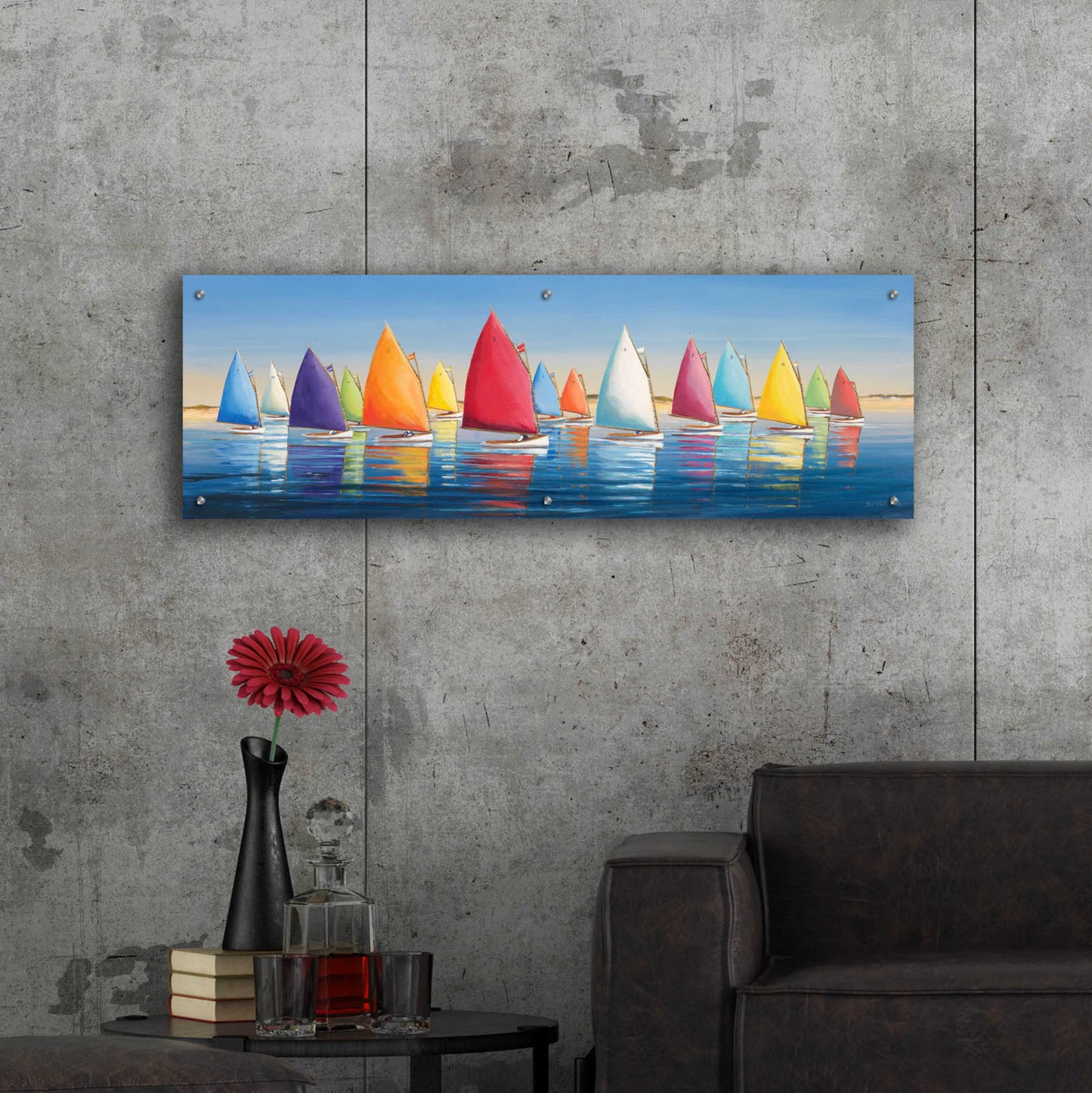 Epic Art  'Flying Colors'  by Sally Caldwell Fisher, Acrylic Glass Wall Art,48x16