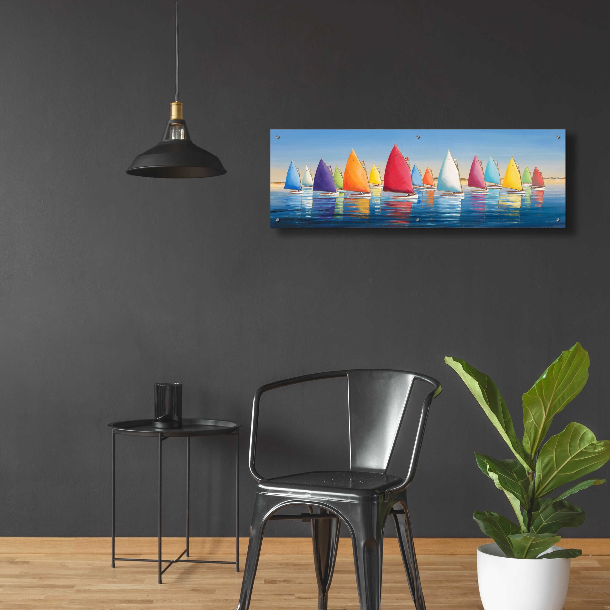 Epic Art  'Flying Colors'  by Sally Caldwell Fisher, Acrylic Glass Wall Art,48x16