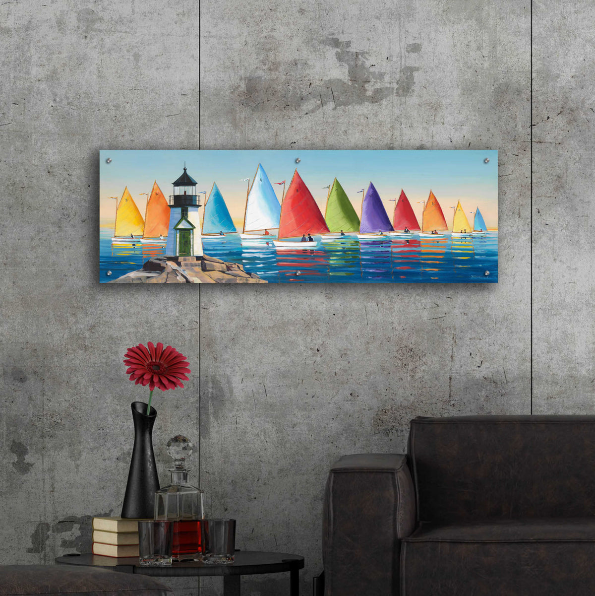 Epic Art  'After the Races'  by Sally Caldwell Fisher, Acrylic Glass Wall Art,48x16