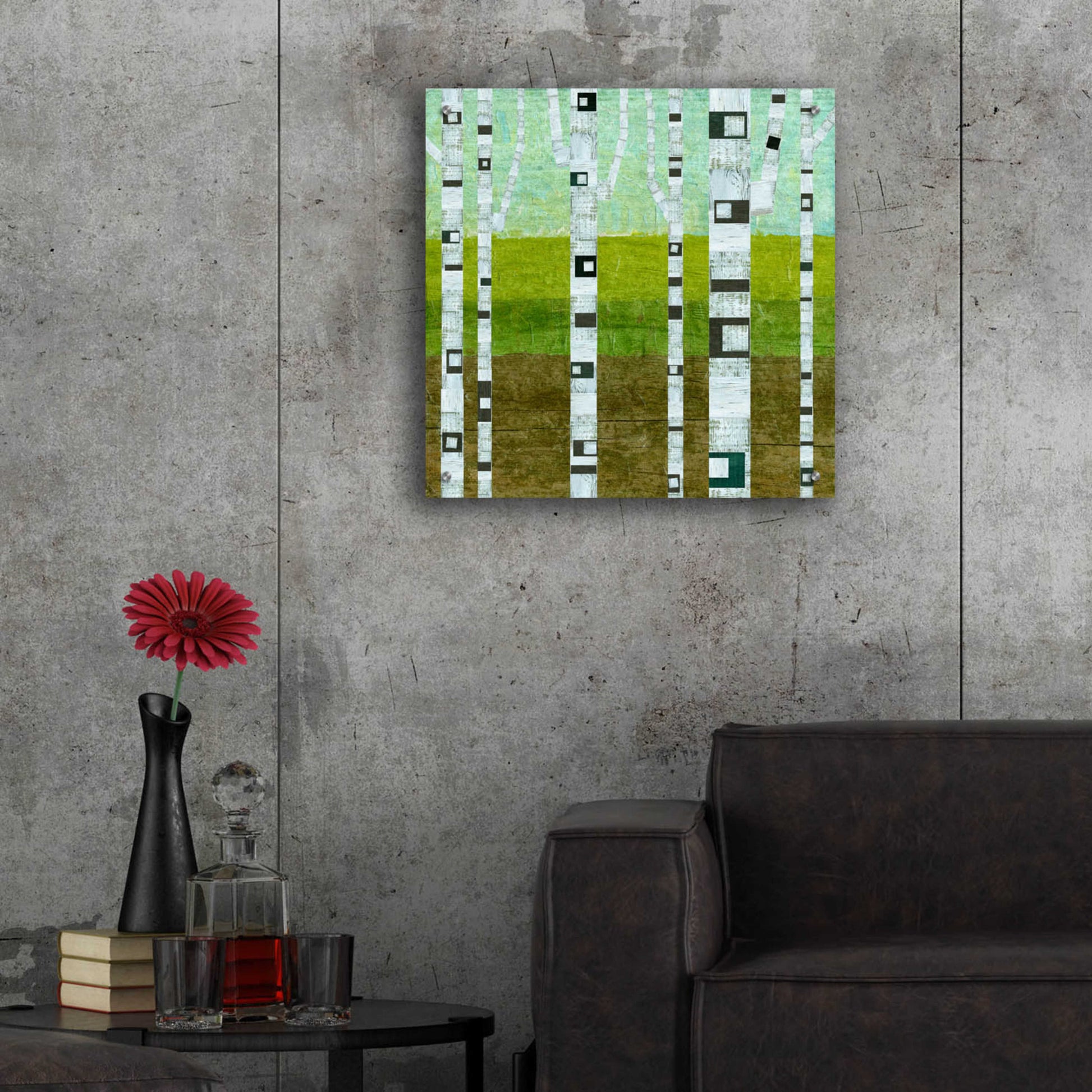 Epic Art 'Summer Birches' by Michelle Calkins, Acrylic Glass Wall Art,24x24