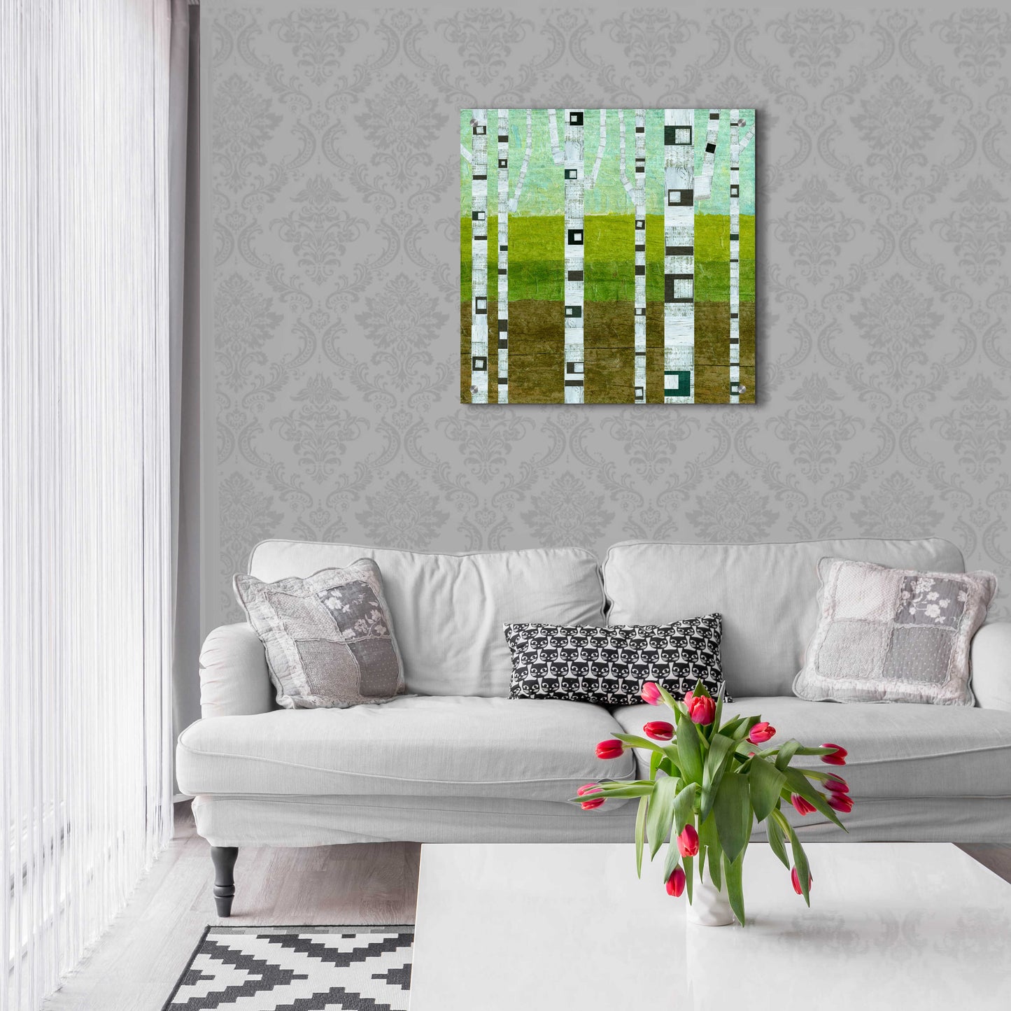 Epic Art 'Summer Birches' by Michelle Calkins, Acrylic Glass Wall Art,24x24