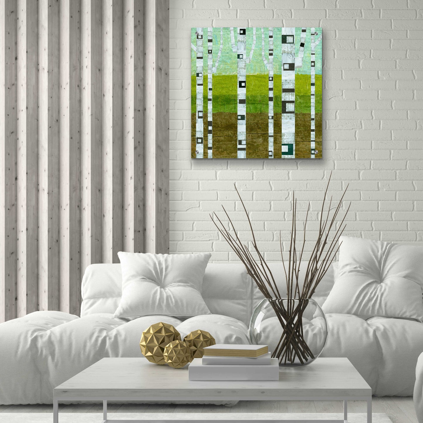 Epic Art 'Summer Birches' by Michelle Calkins, Acrylic Glass Wall Art,24x24