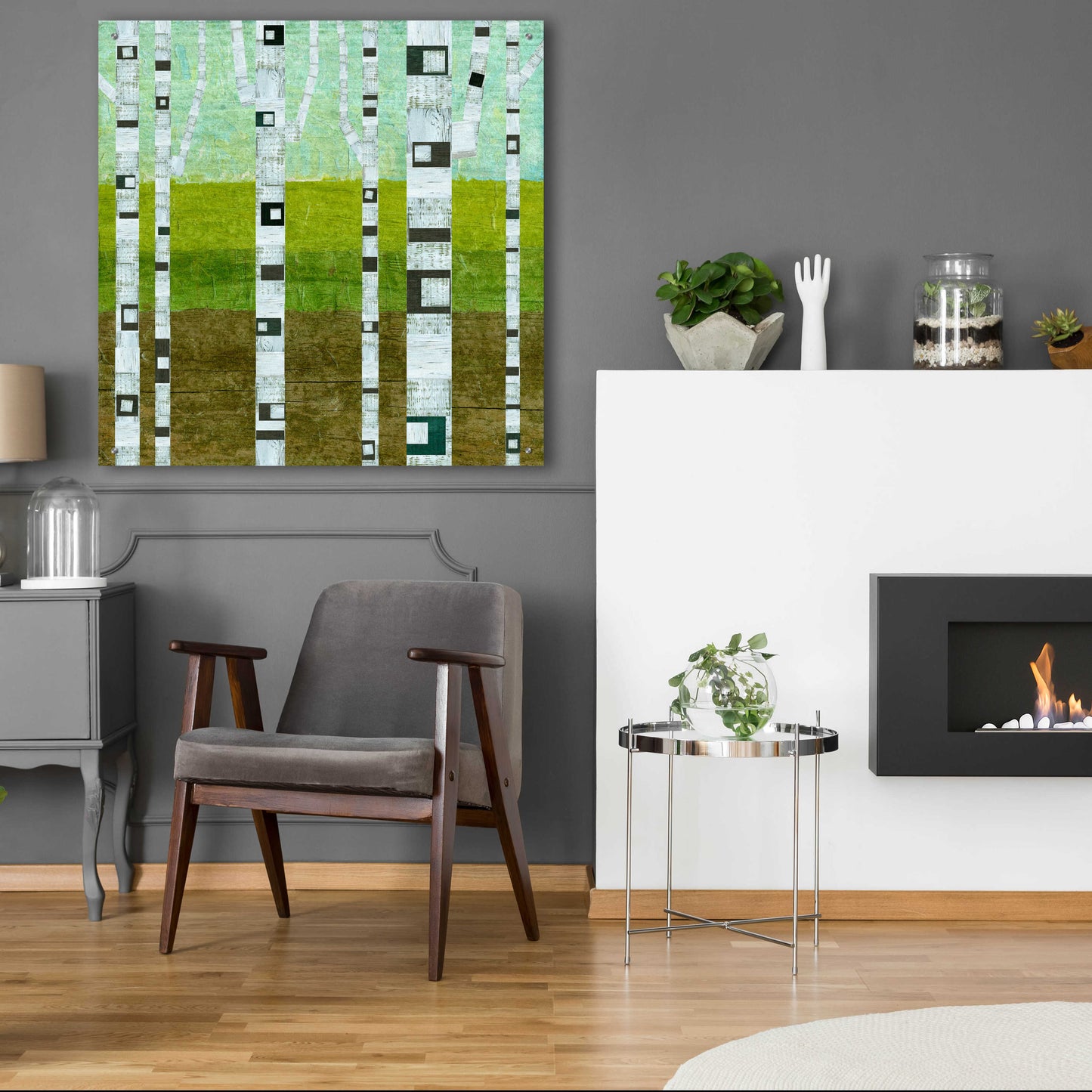 Epic Art 'Summer Birches' by Michelle Calkins, Acrylic Glass Wall Art,36x36