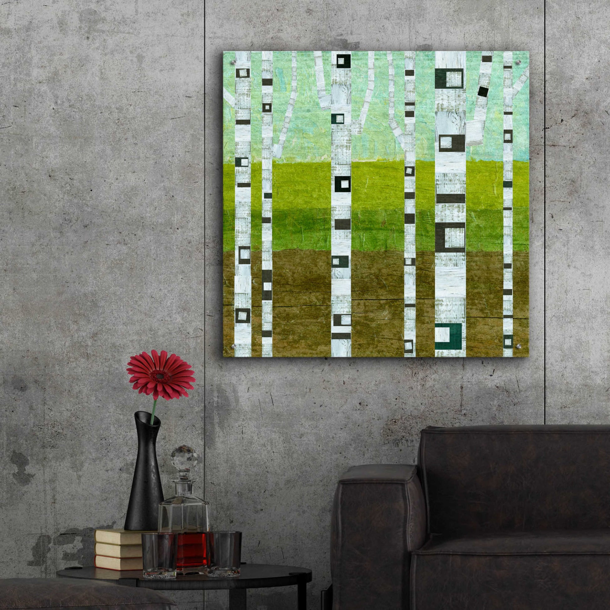 Epic Art 'Summer Birches' by Michelle Calkins, Acrylic Glass Wall Art,36x36