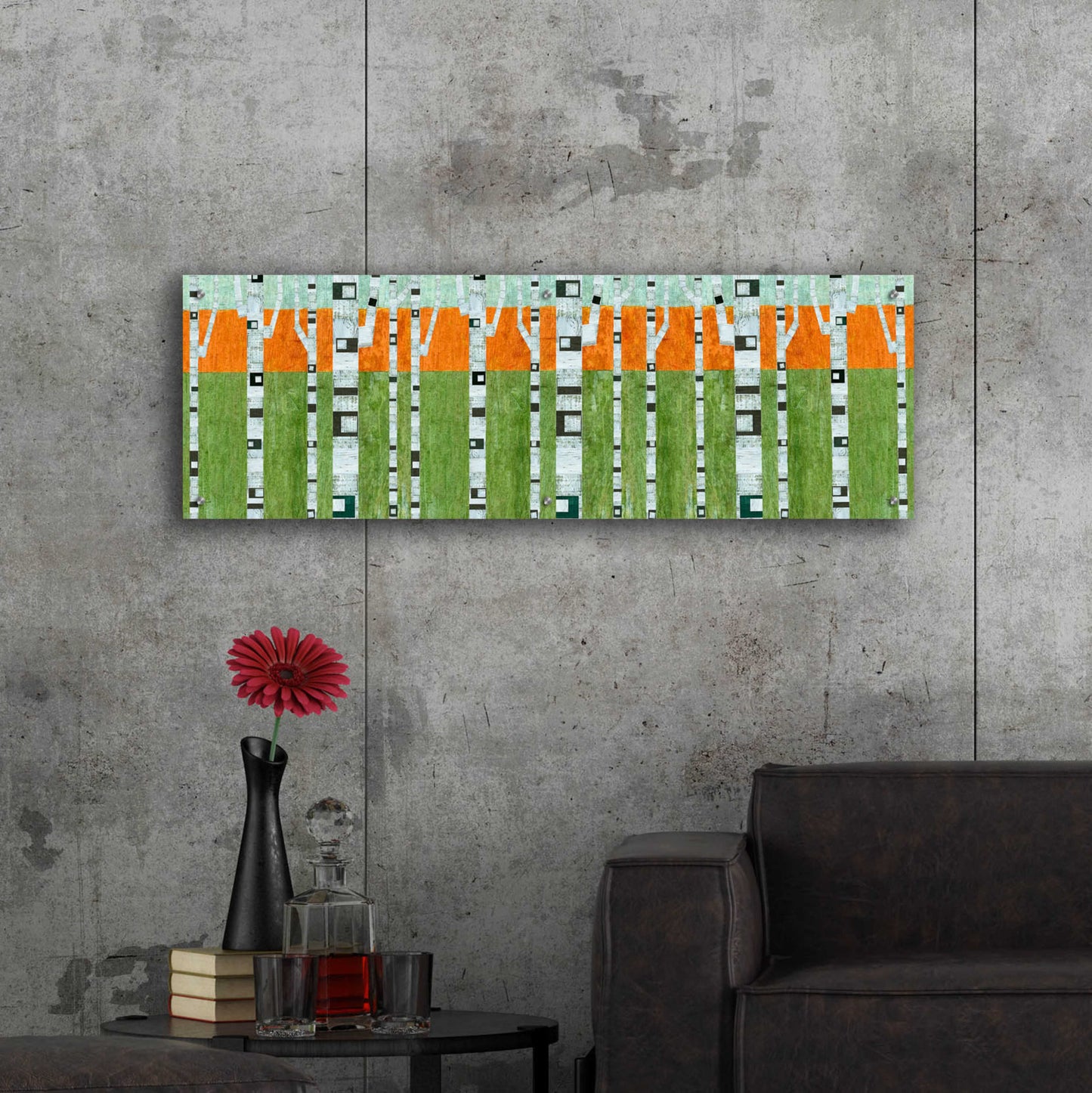 Epic Art 'Birches in Spring' by Michelle Calkins, Acrylic Glass Wall Art,48x16