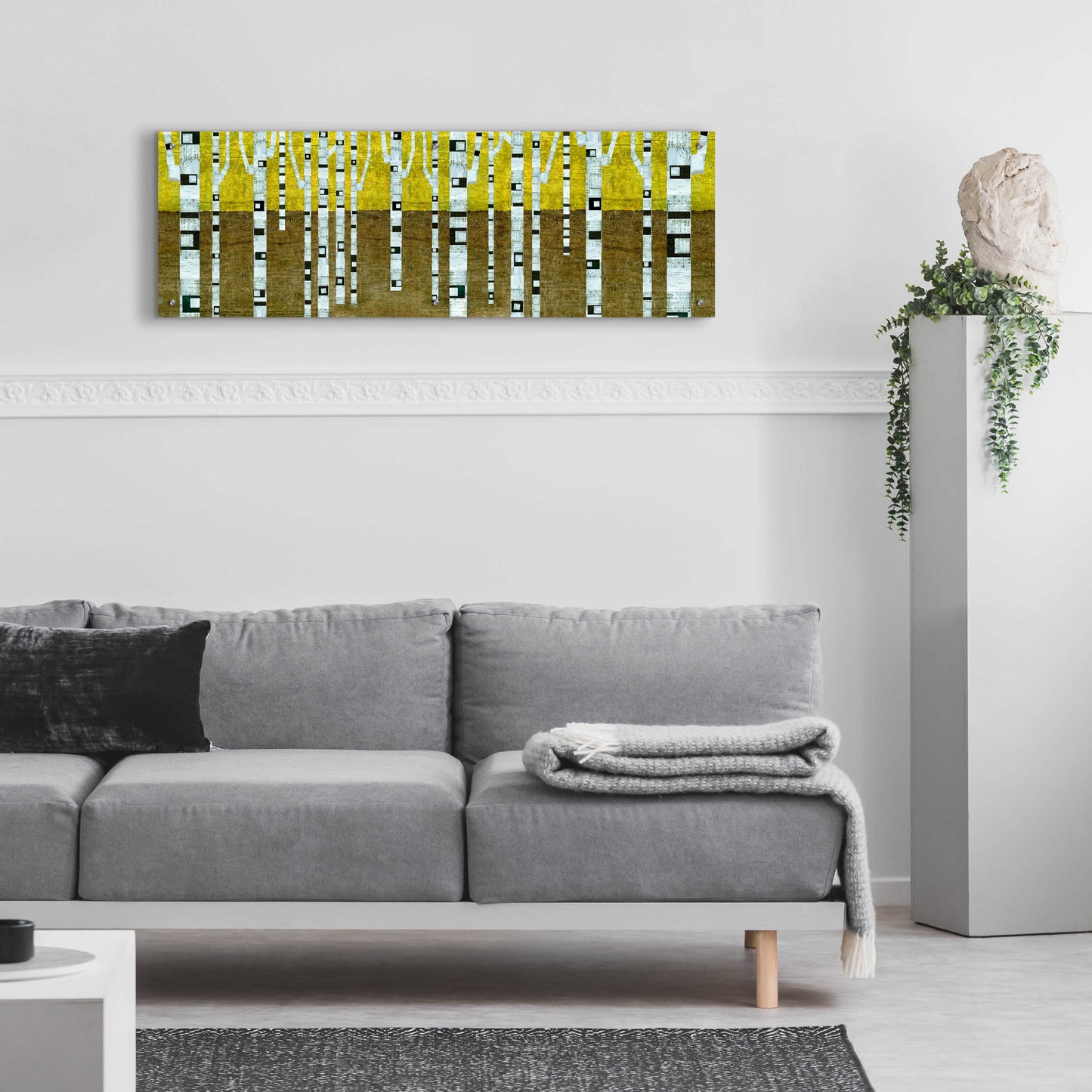 Epic Art 'Birches in Fall' by Michelle Calkins, Acrylic Glass Wall Art,48x16