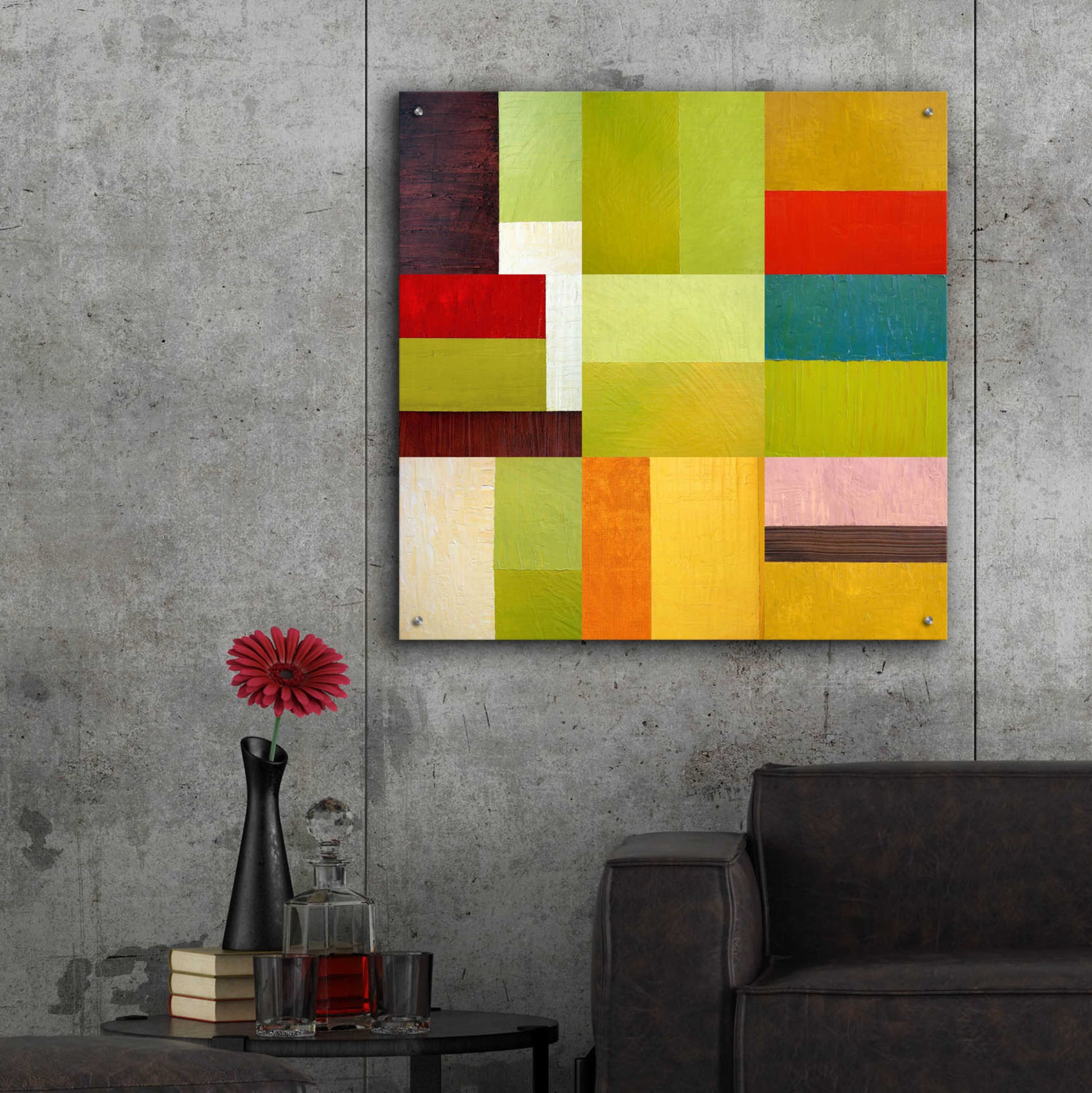 Epic Art 'Color Study Abstract 1' by Michelle Calkins, Acrylic Glass Wall Art,36x36