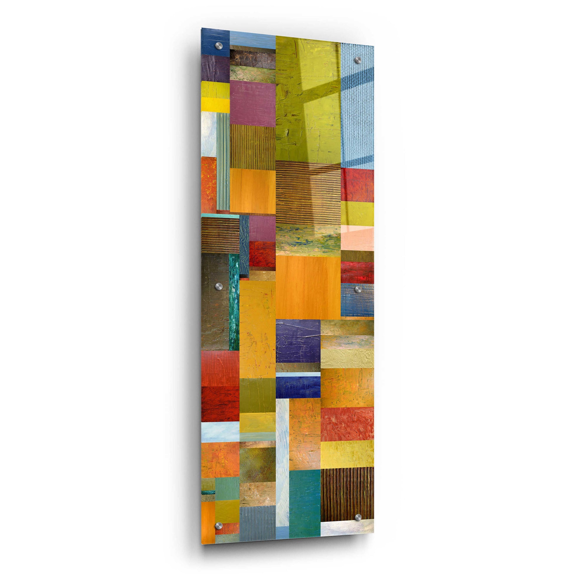 Epic Art 'Color Panels with Olives Stripes' by Michelle Calkins, Acrylic Glass Wall Art,12x36