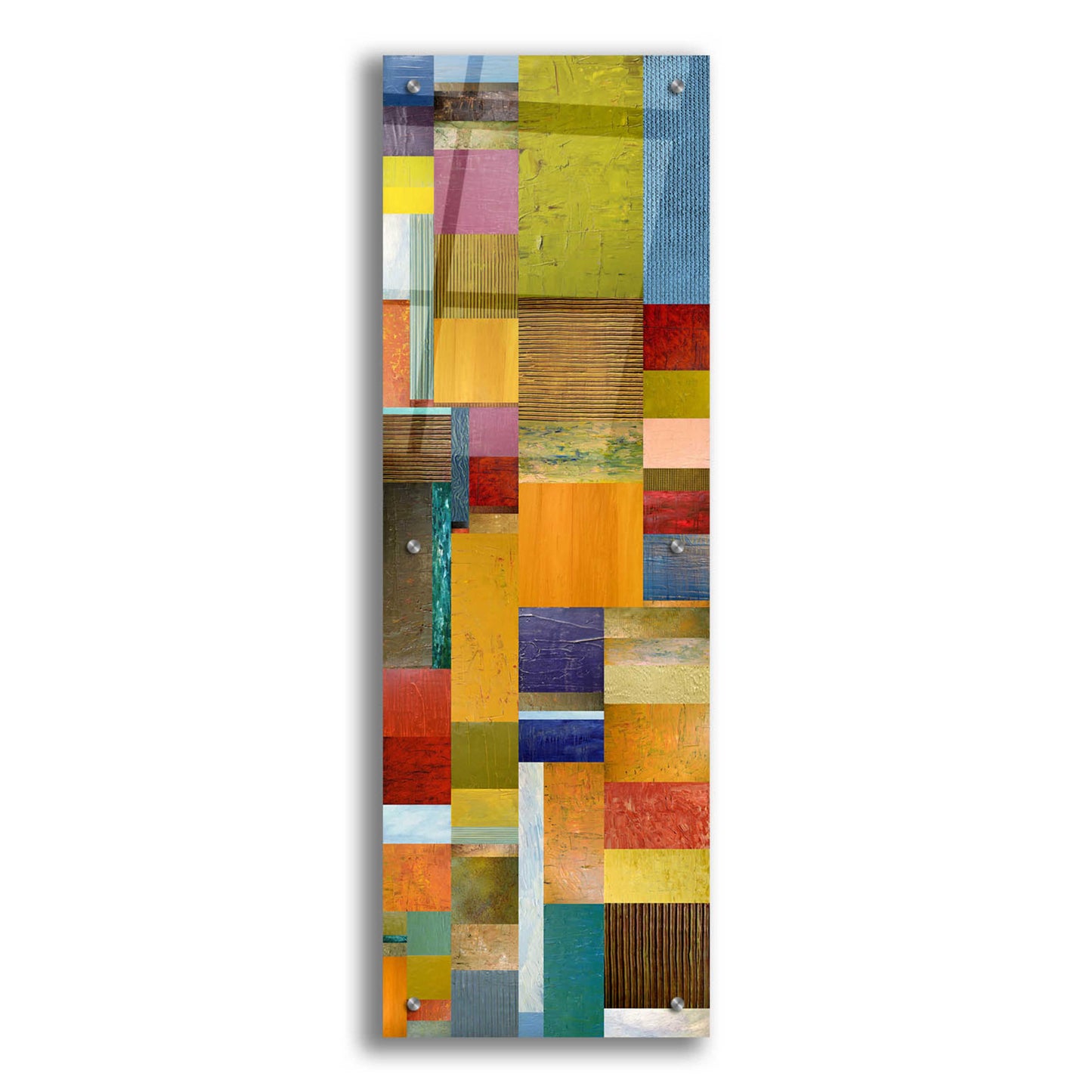 Epic Art 'Color Panels with Olives Stripes' by Michelle Calkins, Acrylic Glass Wall Art,12x36