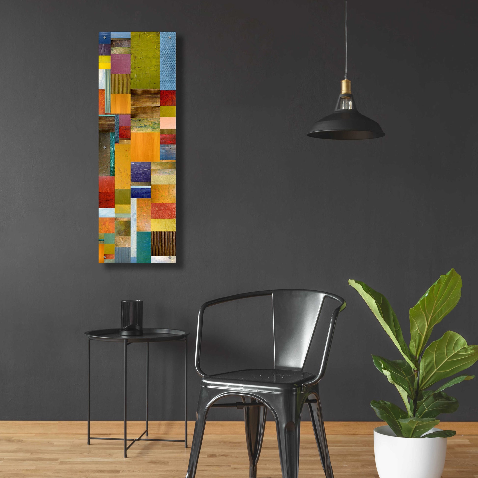 Epic Art 'Color Panels with Olives Stripes' by Michelle Calkins, Acrylic Glass Wall Art,16x48