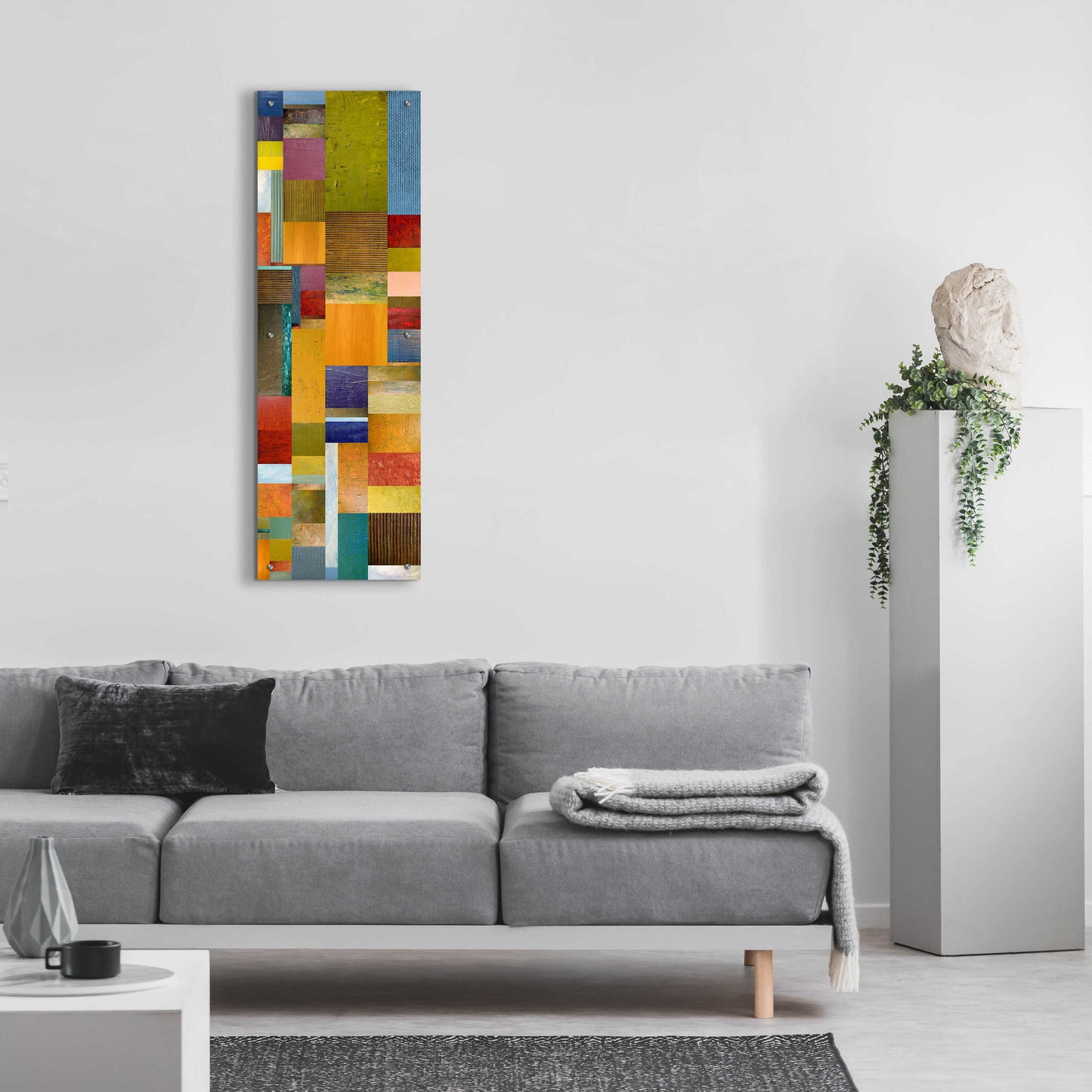 Epic Art 'Color Panels with Olives Stripes' by Michelle Calkins, Acrylic Glass Wall Art,16x48